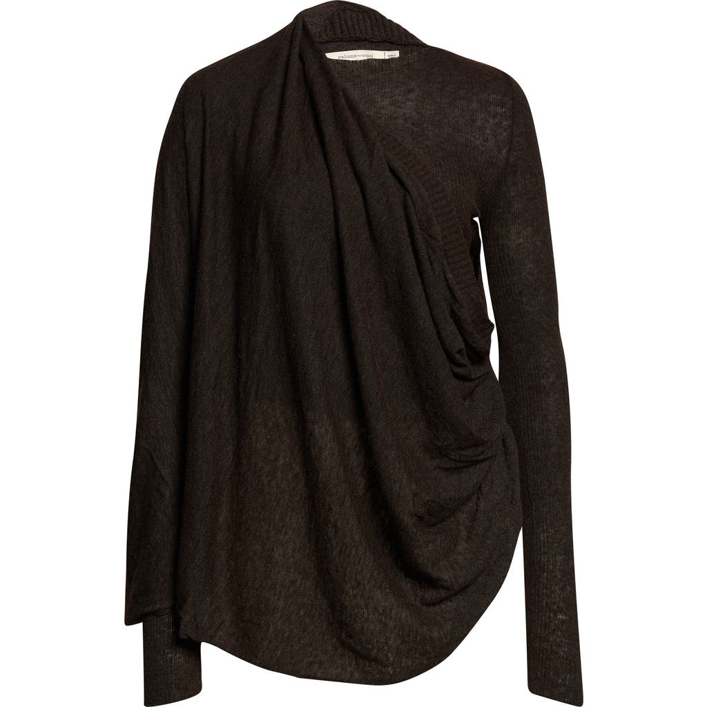 Paloma Wool Elio Semisheer Baby Alpaca & Extrafine Wool Blend Rib Crossover Sweater In Brown