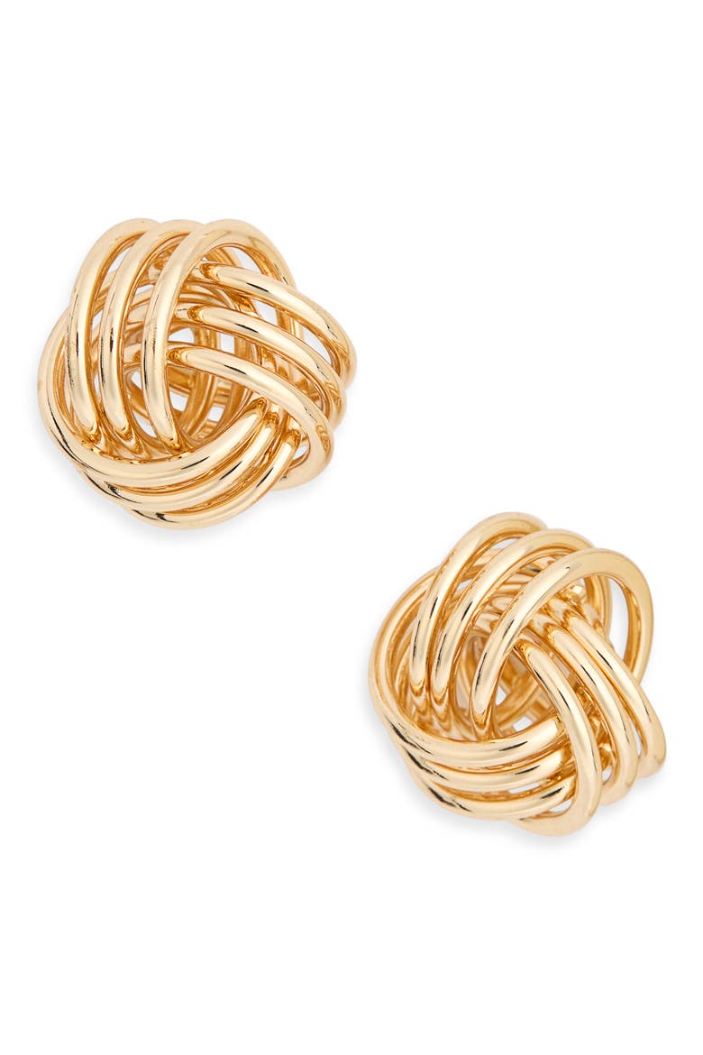 Lennox Knot Stud Earrings, Alternate, color, GOLD