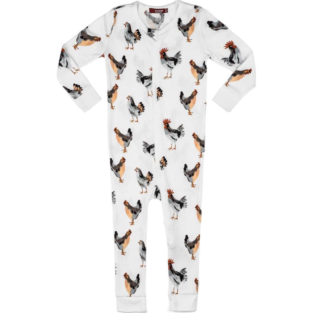 Milkbarn Organic Cotton Zipper Pajama In White