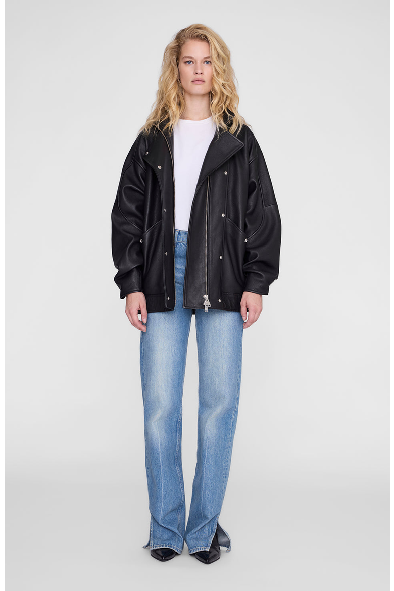 Sandy Leather Jacket, Alternate, color, Black