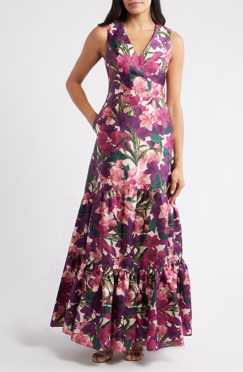 Rori Floral Sleeveless Mikado Gown (Regular & Plus)