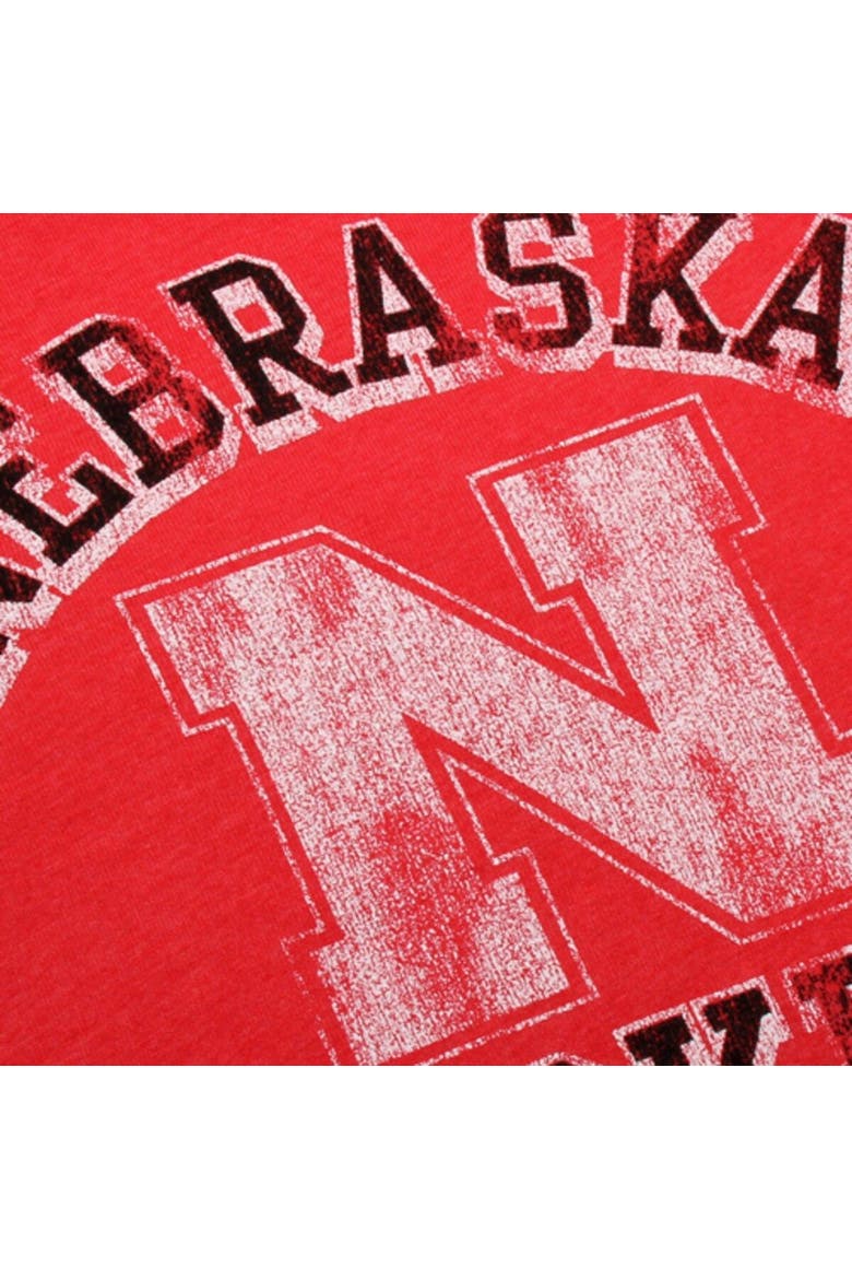 Women's Original Retro Brand Scarlet Nebraska Huskers Funnel Neck Pullover Sweatshirt, Alternate, color, Red