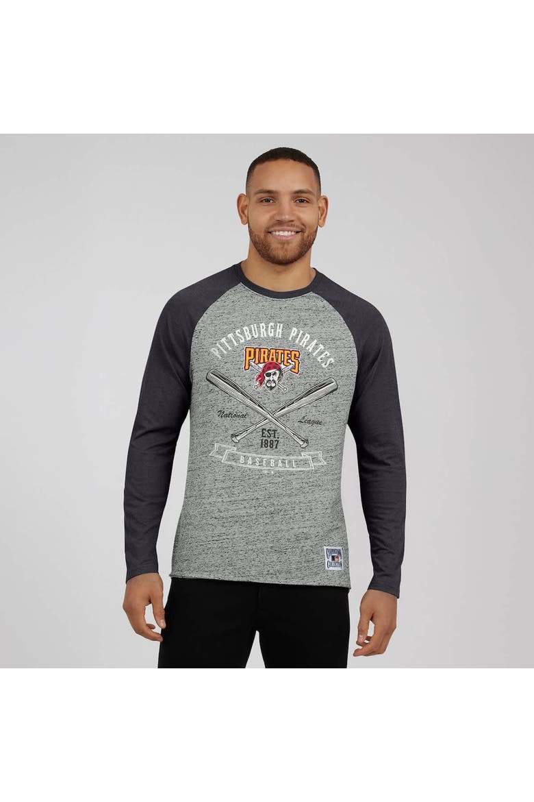 Men's Darius Rucker Collection by Fanatics  Heather Gray Pittsburgh Pirates Raw Edge Raglan Long Sleeve Baseball T-Shirt, Alternate, color, Heather Gray
