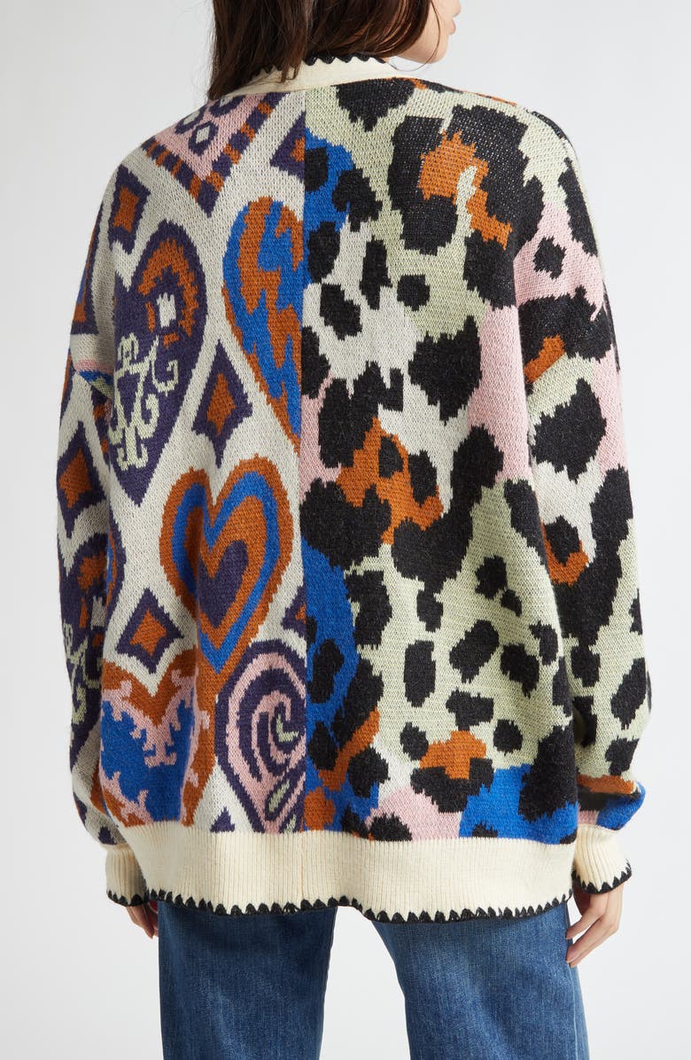 FARM Rio Mixed Ikat Hearts Cardigan, Alternate, color, 