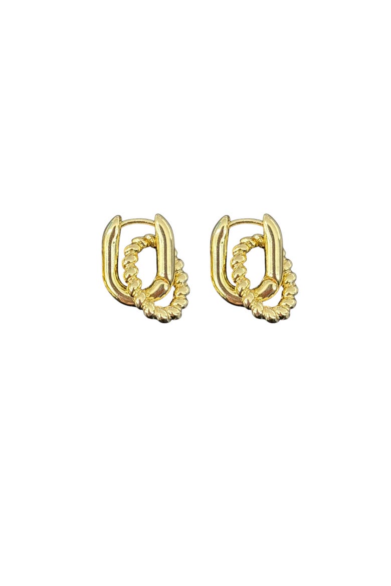 Double Hoop Twist Huggie Drop earrings, Alternate, color, Gold