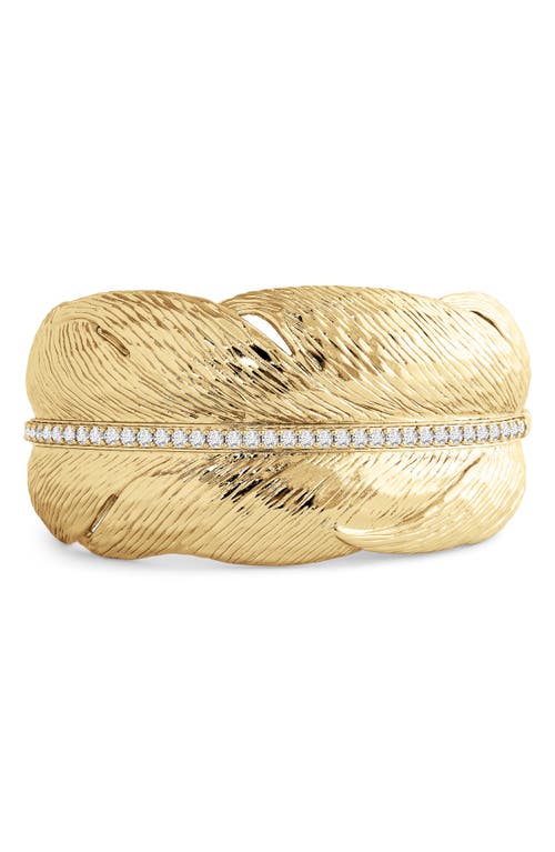 Anabel Aram Jewelry Feather Wide Cuff Bracelet In Gold