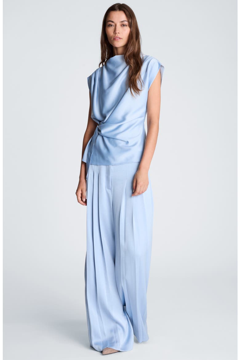 Belted Drape Neck Blouse, Alternate, color, SERENE BLUE