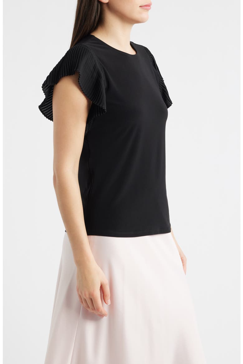 Pleat Sleeve Top, Alternate, color, ANNE BLACK