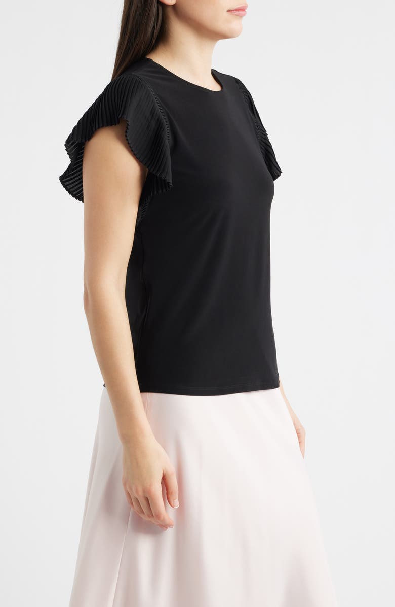 Anne Klein Pleat Sleeve Top, Alternate, color, Anne Black