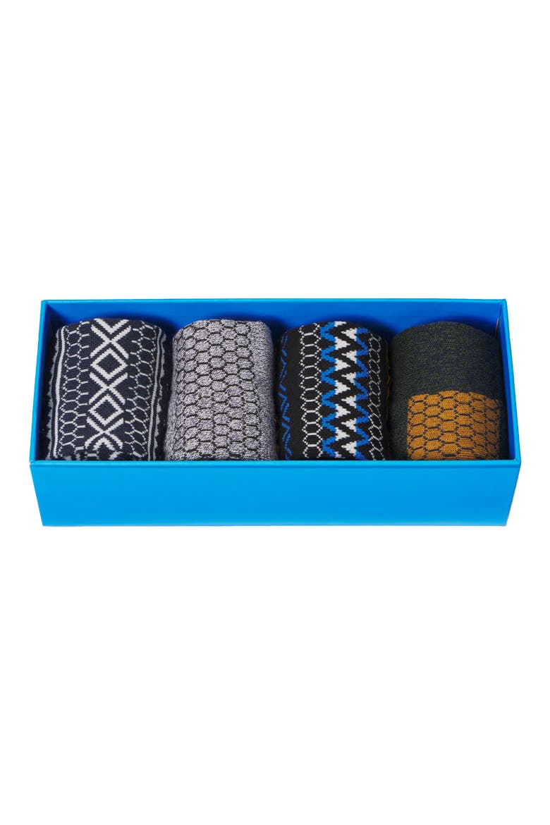 Assorted 4-Pack Fair Isle & Heathered Ankle Socks Gift Box, Alternate, color, DARK BALSAM MIX