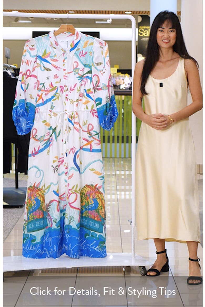 Tahlia Long Sleeve Bird Print Maxi Shirtdress video
