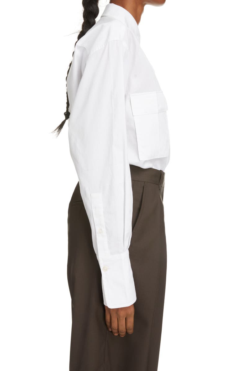 Victoria Beckham Pocket Cotton Poplin Button-Up Shirt, Alternate, color,