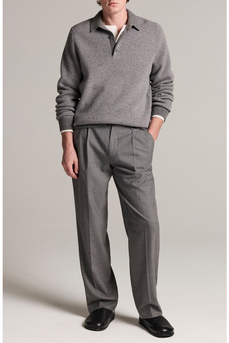 Louie Double Pleated Refined Twill Trousers, Alternate, color, MED H GREY