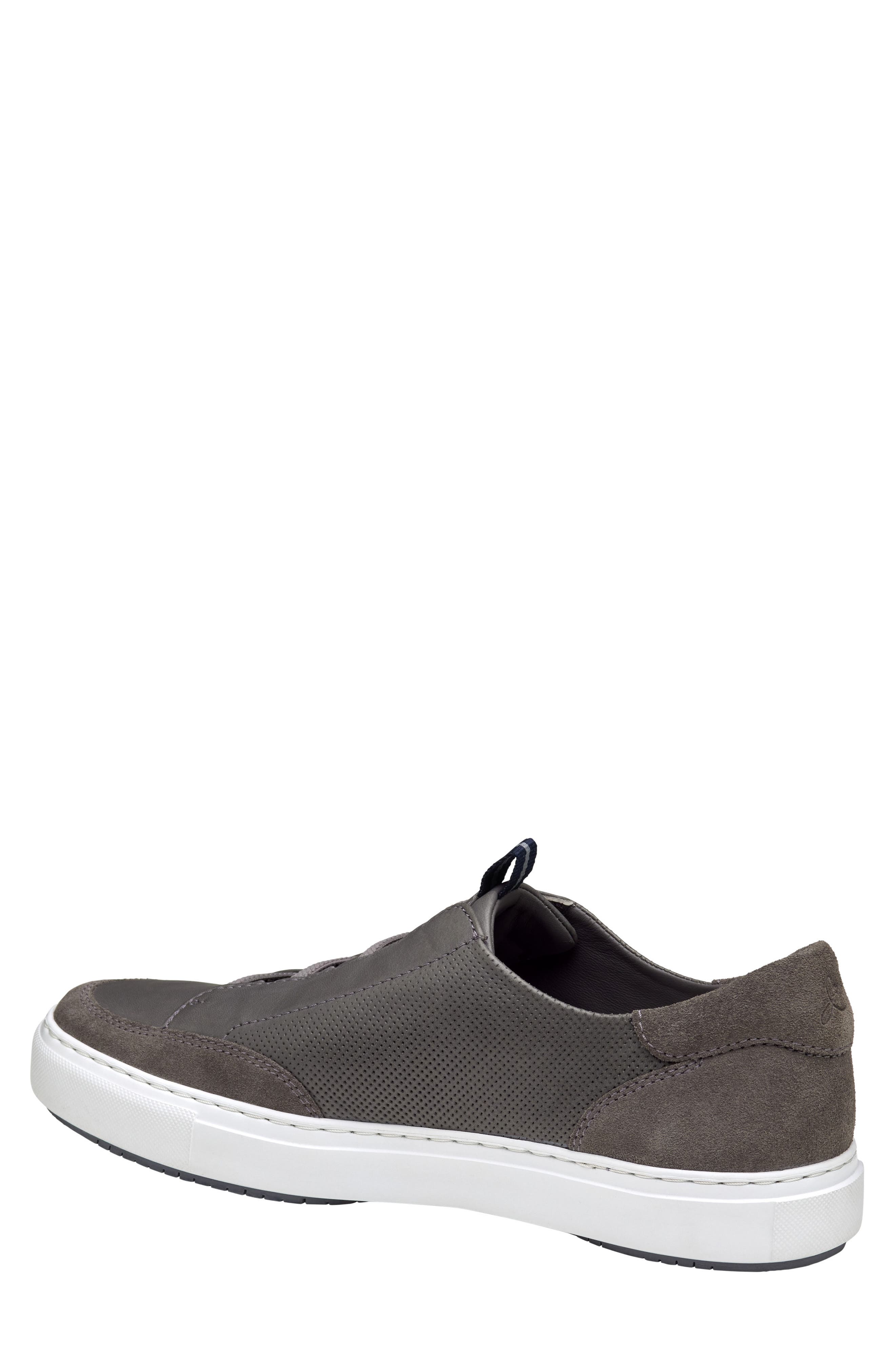 Johnston & Murphy Anson Stretch Water Resistant Sneaker, Alternate, color, Gray English Suede/ Sheepskin