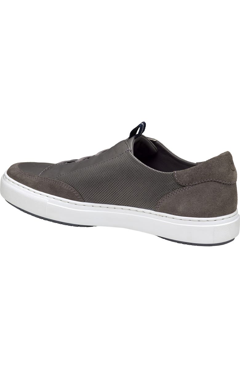 Johnston & Murphy Anson Stretch Water Resistant Sneaker, Alternate, color, Gray English Suede/ Sheepskin
