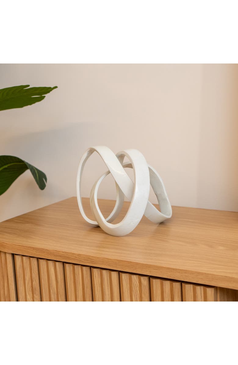 JONATHAN Y Chamberlain 7" Aluminum Abstract Knot Decorative Sculpture, Alternate, color, White