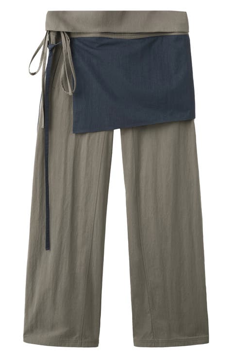 Tied Overlay Wide Leg Pants