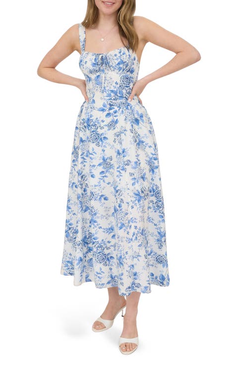 Floral Bustier Midi Dress