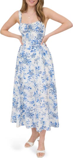 Floral Bustier Midi Dress
