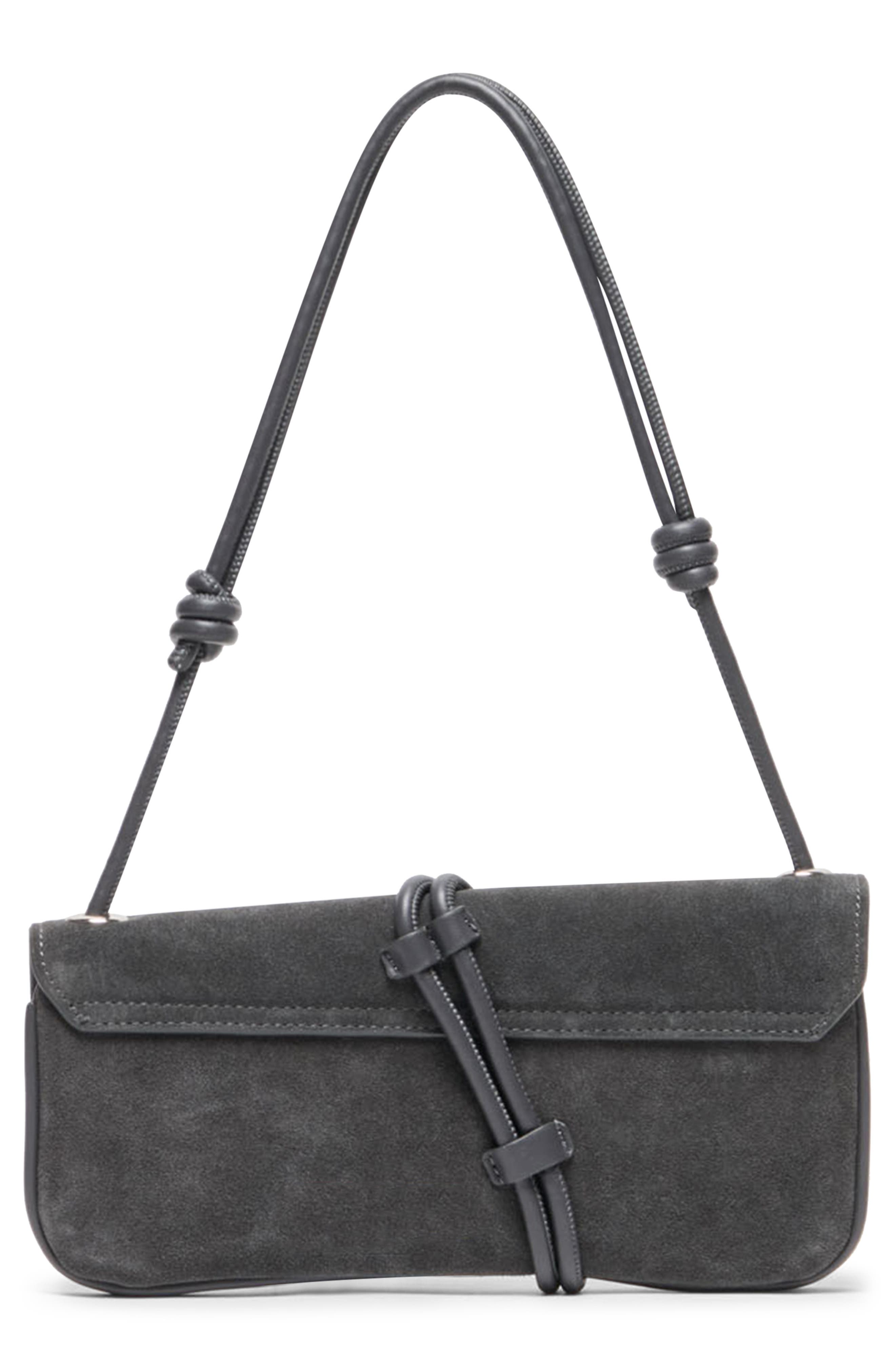 Alice Suede Shoulder Bag, Alternate, color, GUNMETAL