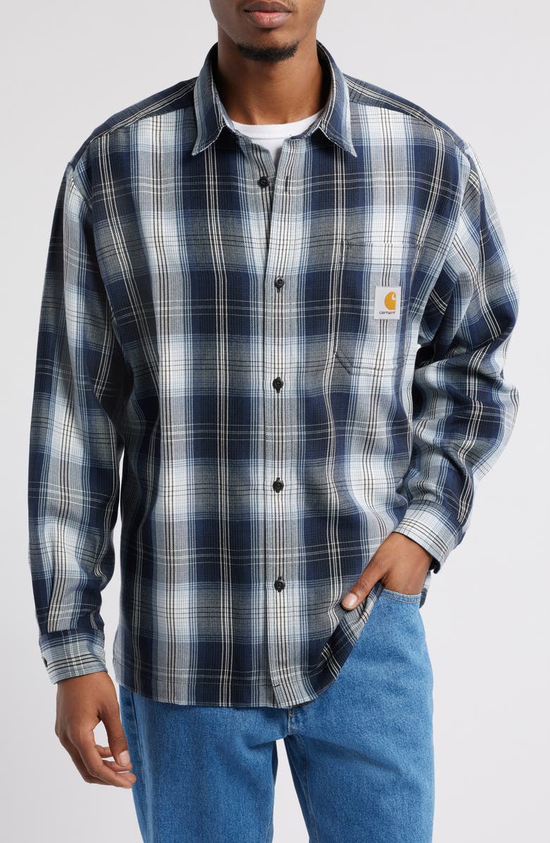Carhartt Work In Progress Blanton Loose Fit Plaid Button-Up Shirt, Alternate, color, 
