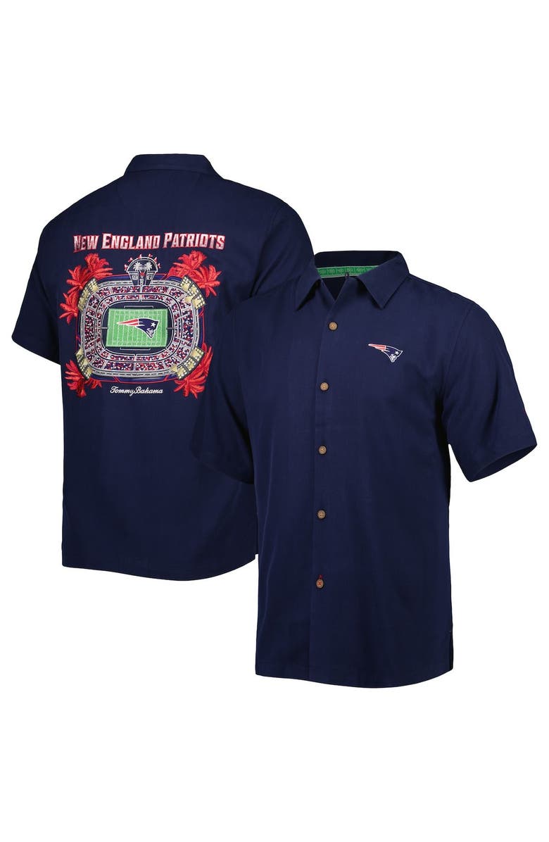 Tommy Bahama Men's Tommy Bahama Navy New England Patriots Top of Your Game Camp Button-Up Shirt, Main, color, Navy