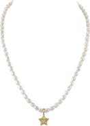 The Pearl Source 4.0-4.5mm White Freshwater Oval Pearl Star Necklace