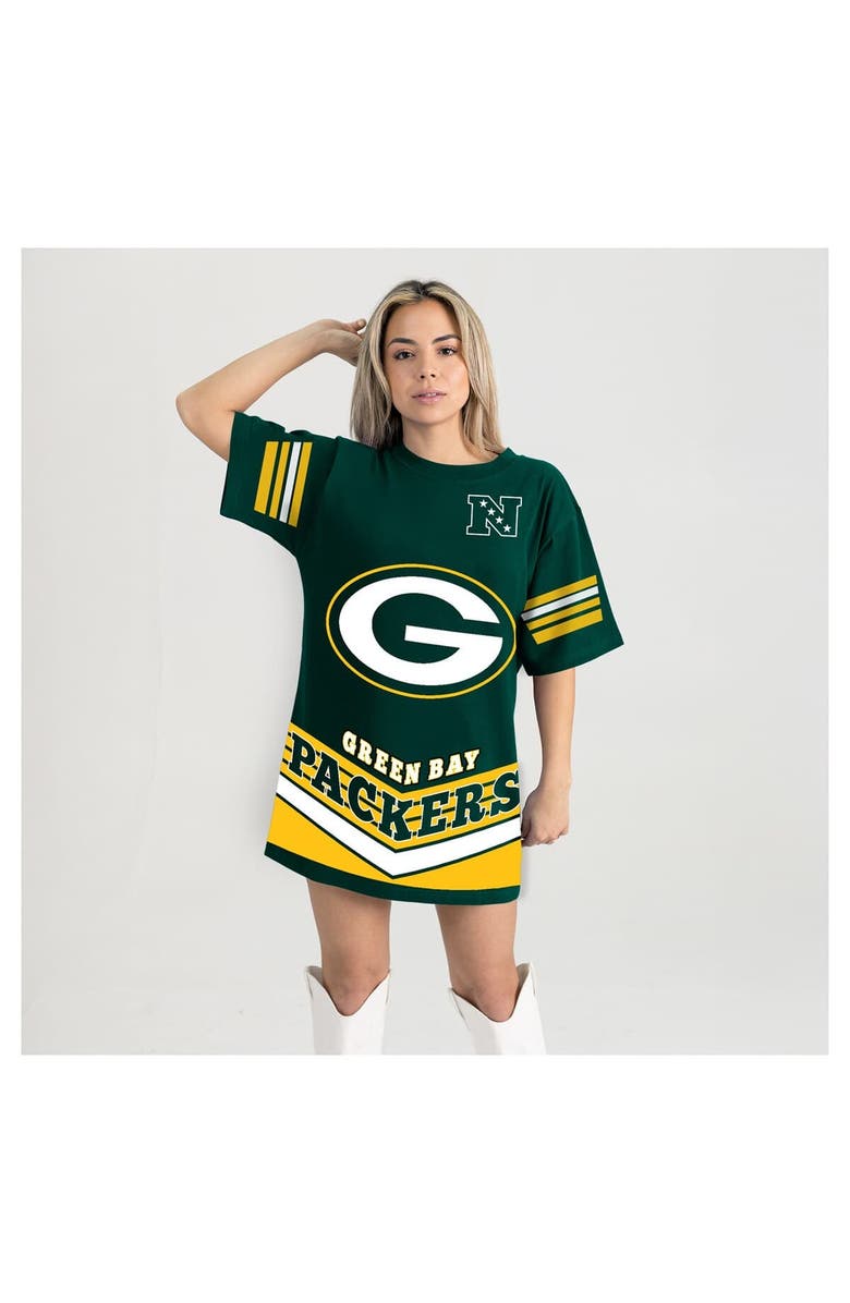 GAMEDAY COUTURE Women's Gameday Couture Green Green Bay Packers Perfect Score Vintage T-Shirt Dress, Alternate, color, Green