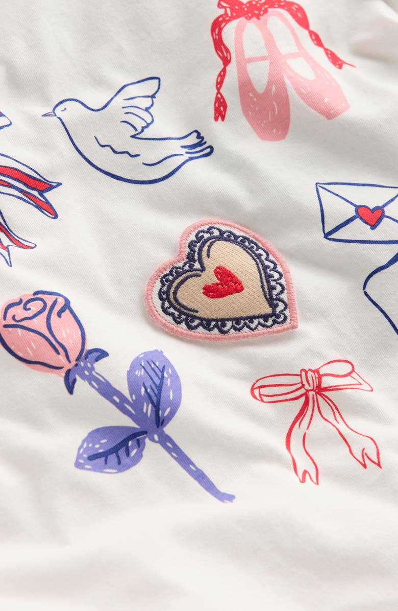 Mini Boden Kids' Heart Appliqué Cotton Graphic T-Shirt, Alternate, color, White Valentines