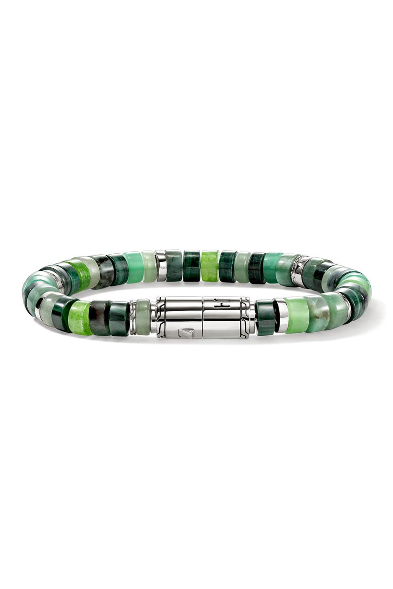 Heishi Sterling Silver Stone Bracelet, Main, color, SILVER