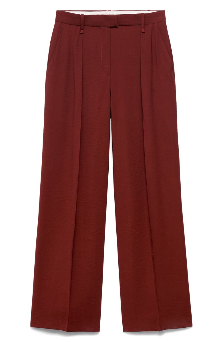 MANGO Pleated Straight Fit Pants, Alternate, color, Medium Red