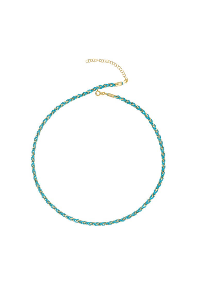 Handmade Rope Braided Sterling Silver Beaded Chain Necklace, Main, color, Blue