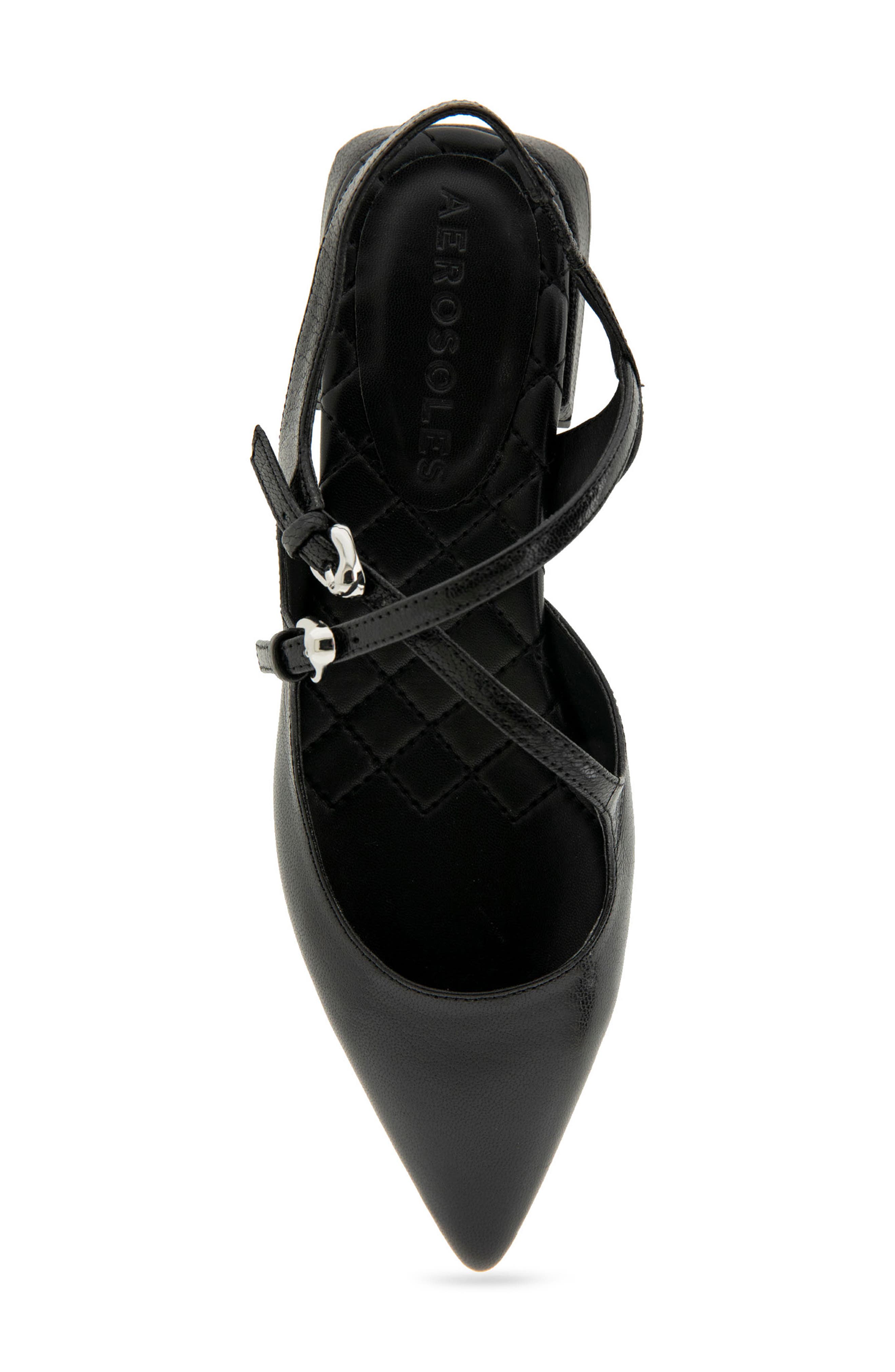 Napoli Pointed Toe Slingback Flat, Alternate, color, BLACK SHINY LEATHER