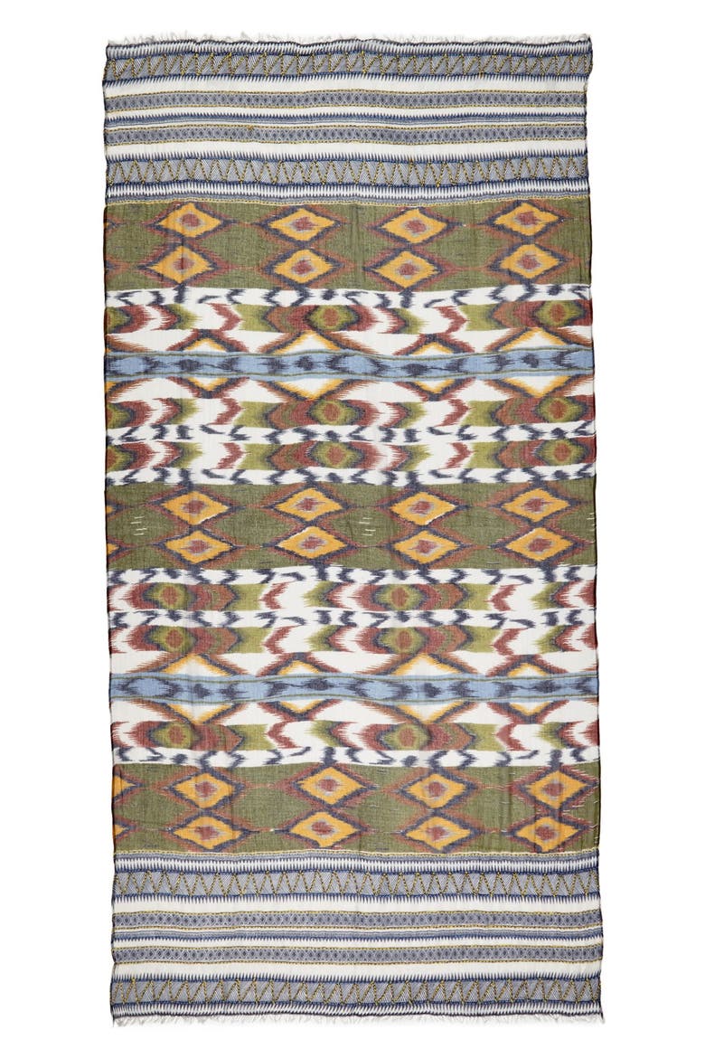 Ikat Embroidered Scarf, Alternate, color, OLIVE MULTI