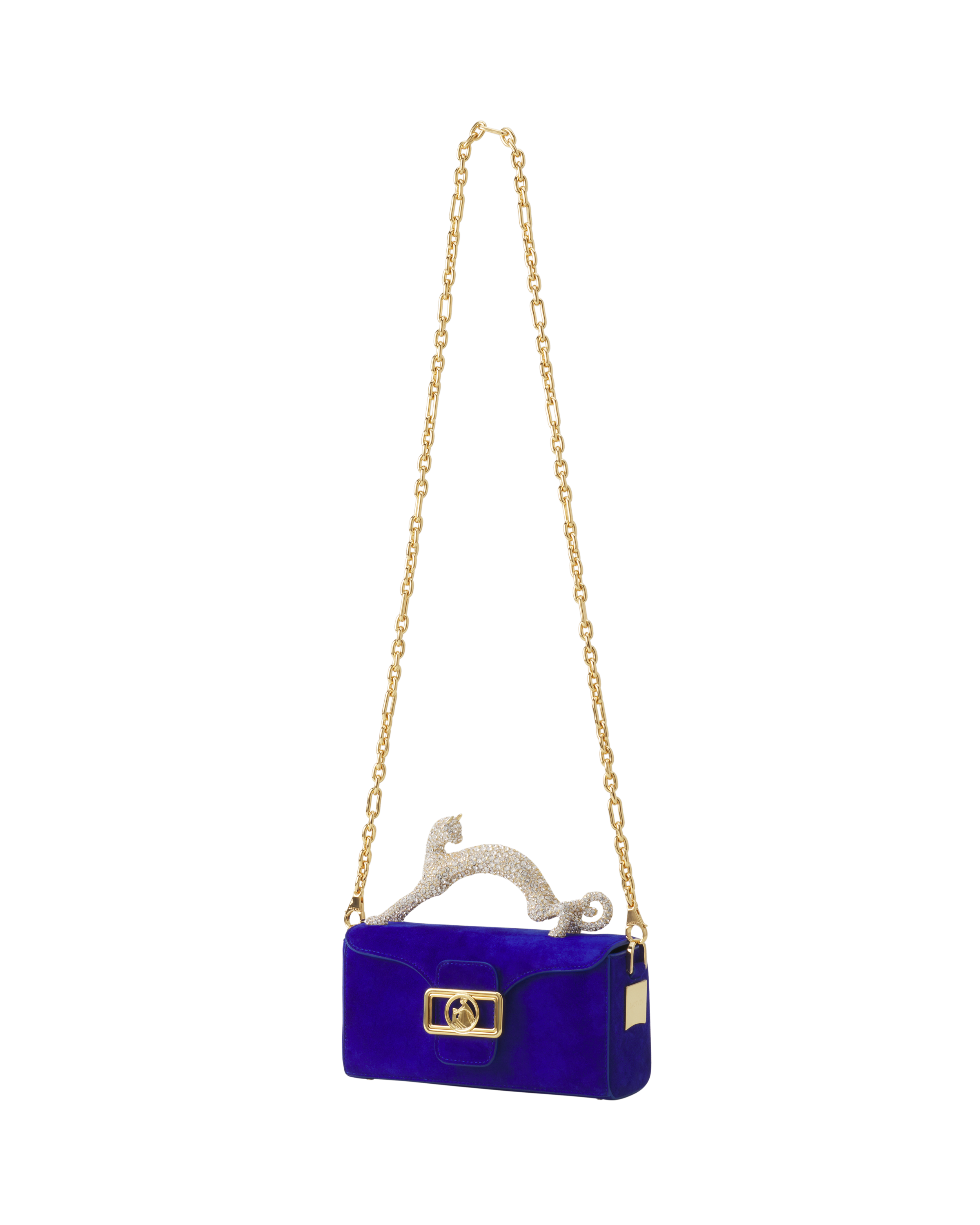 Lanvin Nano Pencil Cat Leather Bag, Alternate, color, Electric Blue/Dark Blue