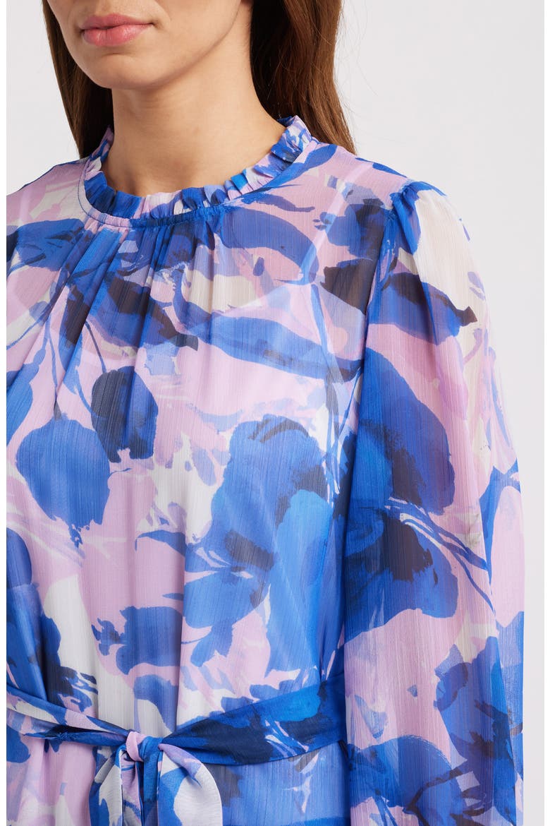 Floral Long Sleeve Tiered Dress, Alternate, color, BLUE MULTI