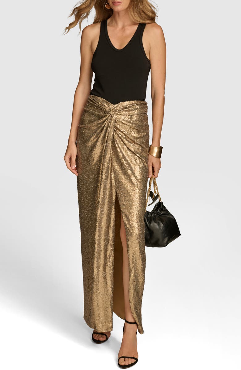 Donna Karan New York Sequin Front Knot Skirt, Alternate, color, 