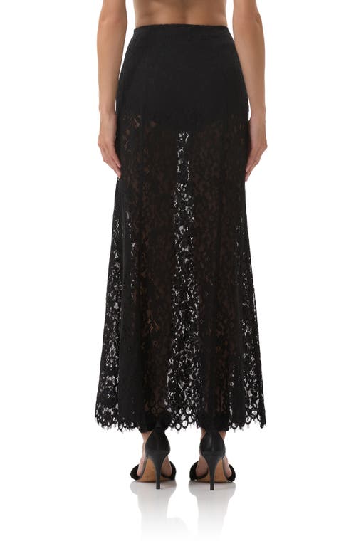 Afrm Oxford Semisheer Lace Maxi Skirt In Black
