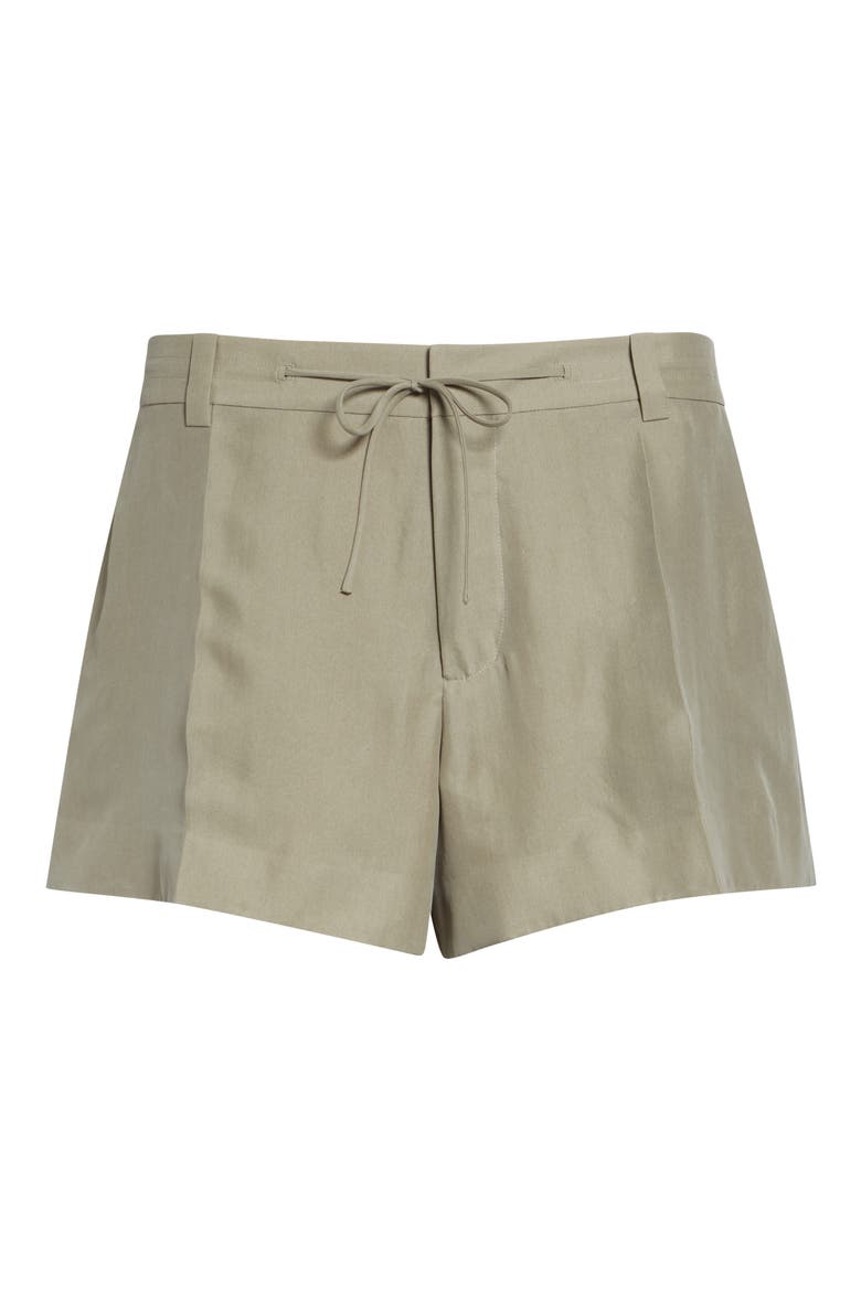 Mid Rise Silk Drawcord Shorts, Alternate, color, ARMY TAN