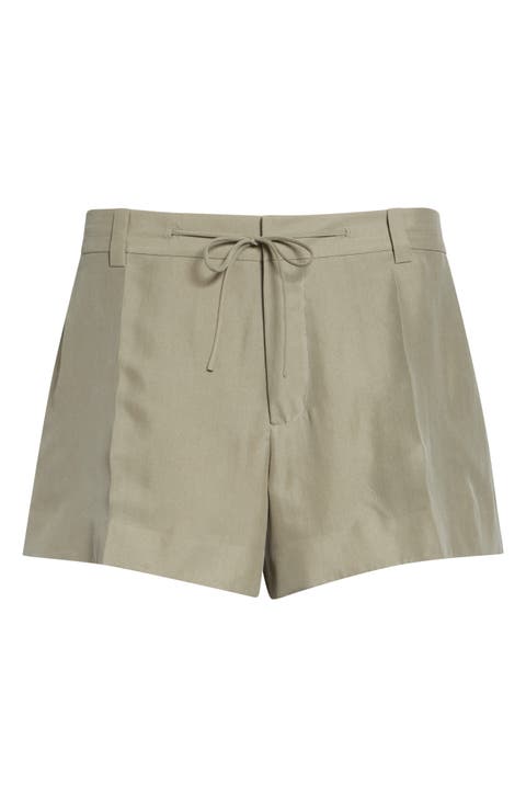 Mid Rise Silk Drawcord Shorts