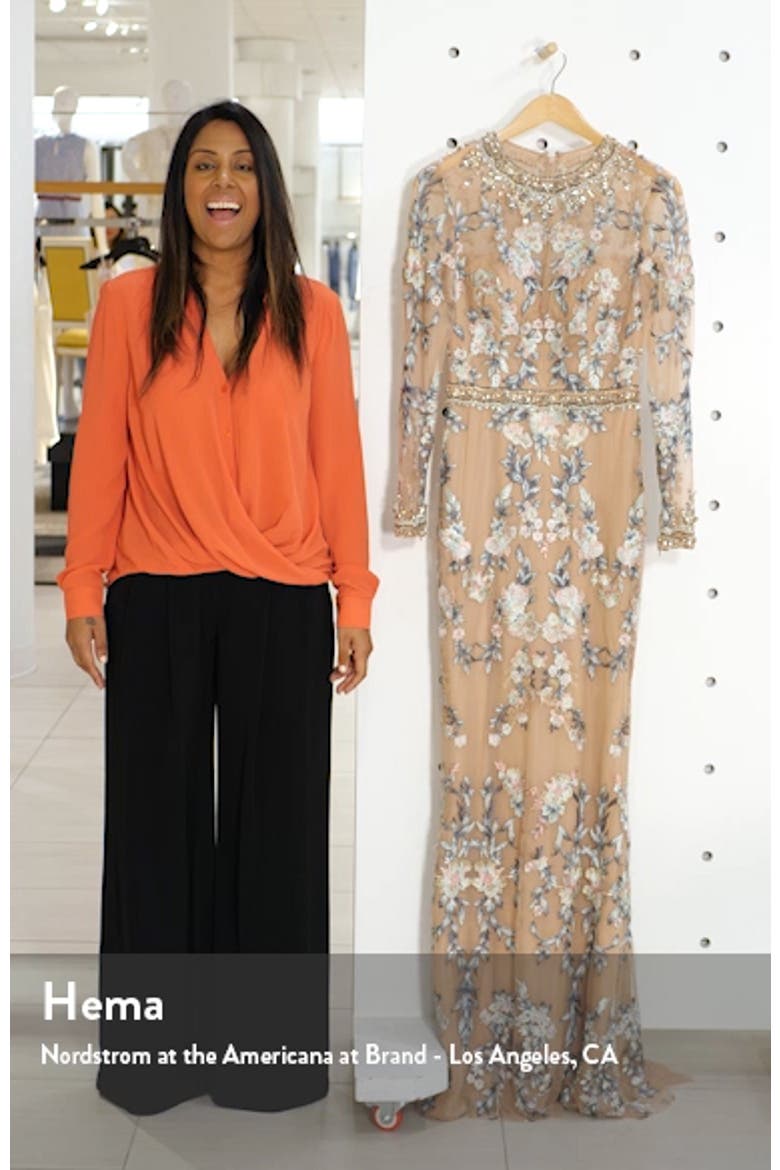 Embellished Long Sleeve Lace Gown video