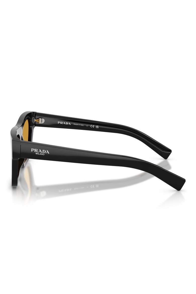 55mm Rectangular Sunglasses, Alternate, color, BLACK / DARK HONEY