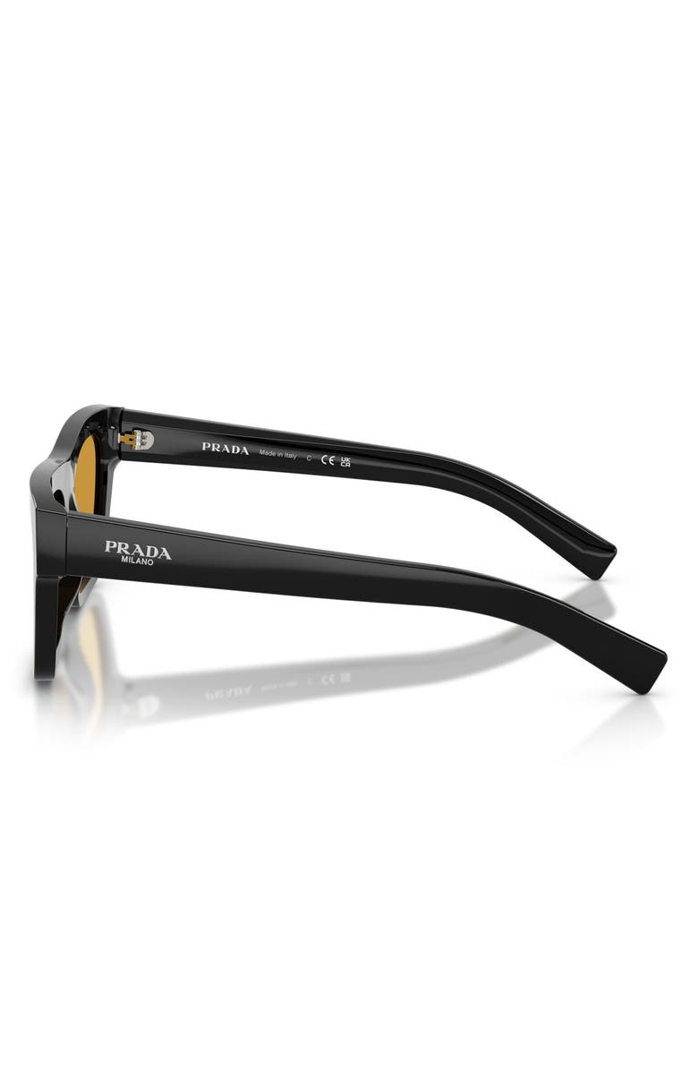 Prada 55mm Rectangular Sunglasses, Alternate, color, Black / Dark Honey