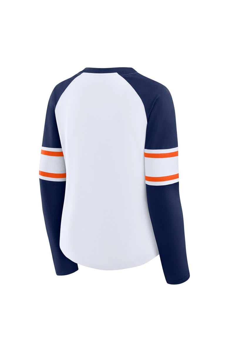 FANATICS Women's Fanatics White/Navy Denver Broncos Redzone Blitz Package Raglan Lace-Up V-Neck Long Sleeve T-Shirt, Alternate, color, White