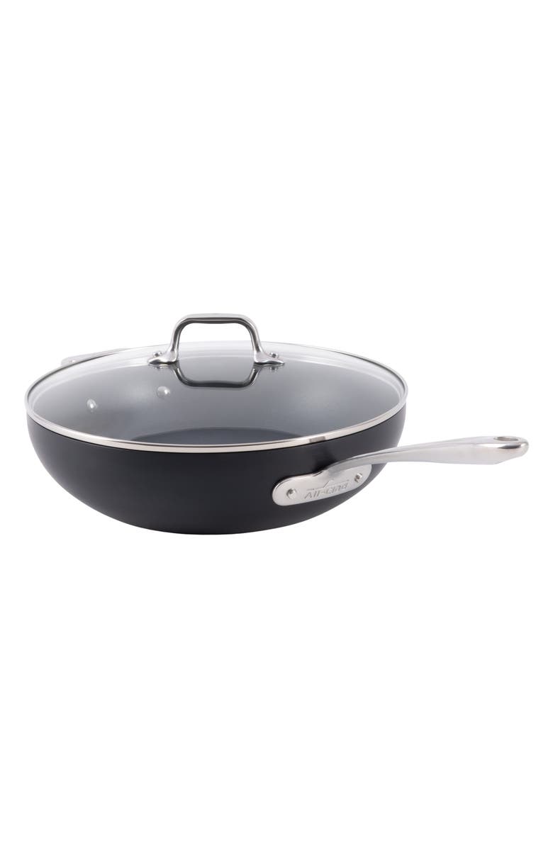 All-Clad HA1 Expert Hard Anodized Nonstick 12-Inch Chef's Pan With Lid, Main, color, Black