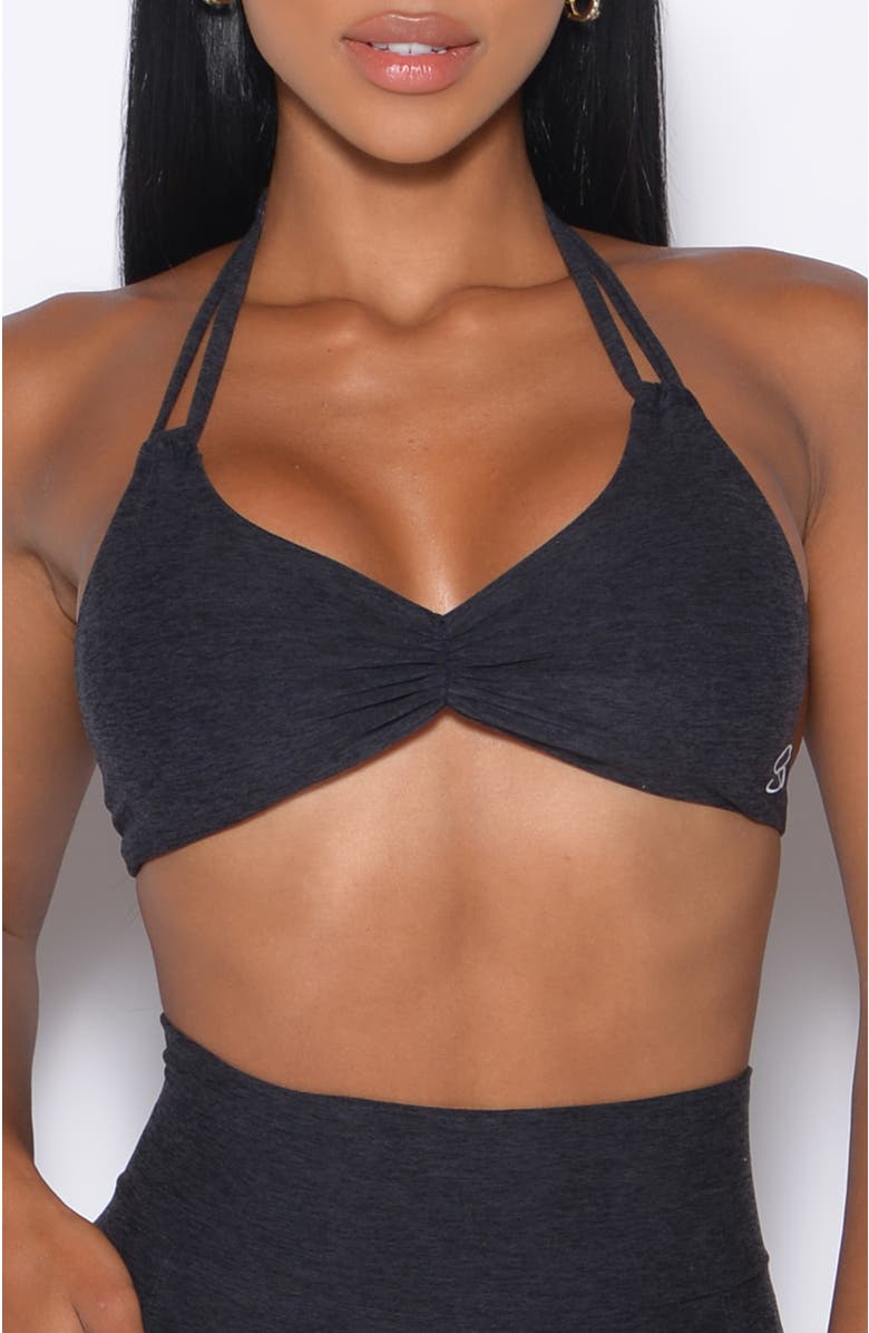 Bombshell Sportswear Butterfly Sports Bra, Main, color, Heathered Black