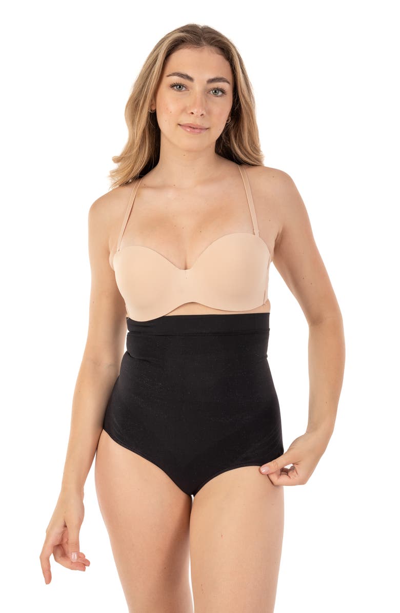 BODY BEAUTIFUL Assorted 2-Pack Extra High Waist Brief Shapers, Alternate, color, Black/ Beige