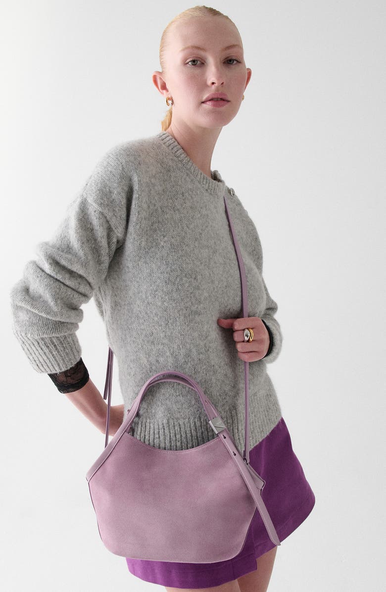 Kate Spade New York Small Deco Suede Tulip Tote, Alternate, color, Market Purple