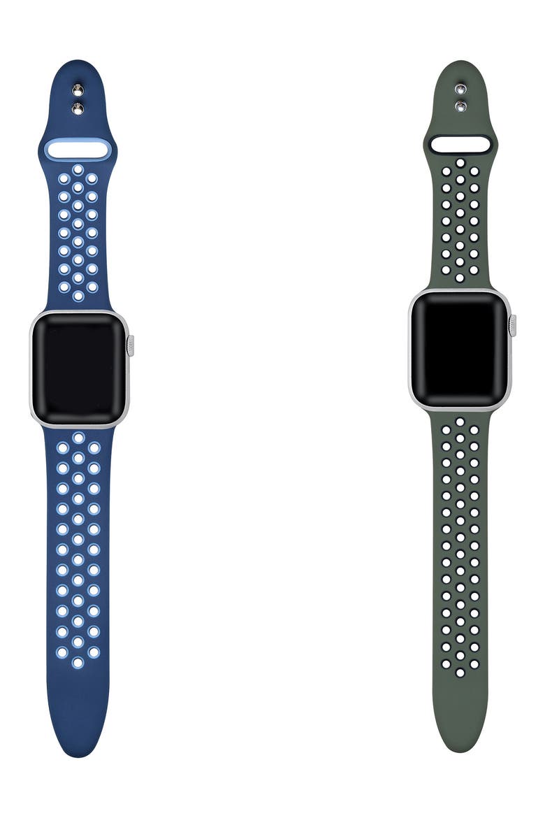 Assorted 2-Pack Silicone Apple Watch® Watchbands, Alternate, color, ASSORTED BLUE/ GREEN