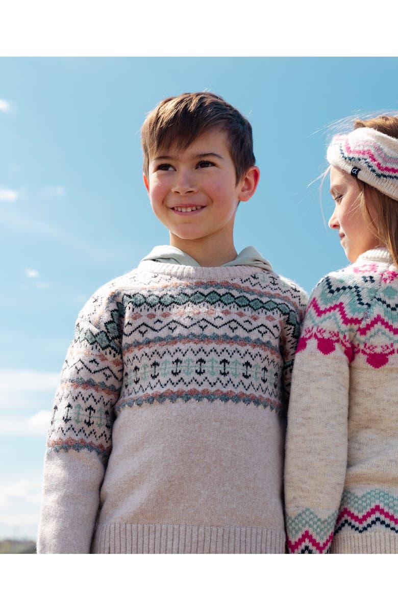 Deux par Deux Boy's Sweater With Norwegian Jacquard Beige Mix, Alternate, color, 